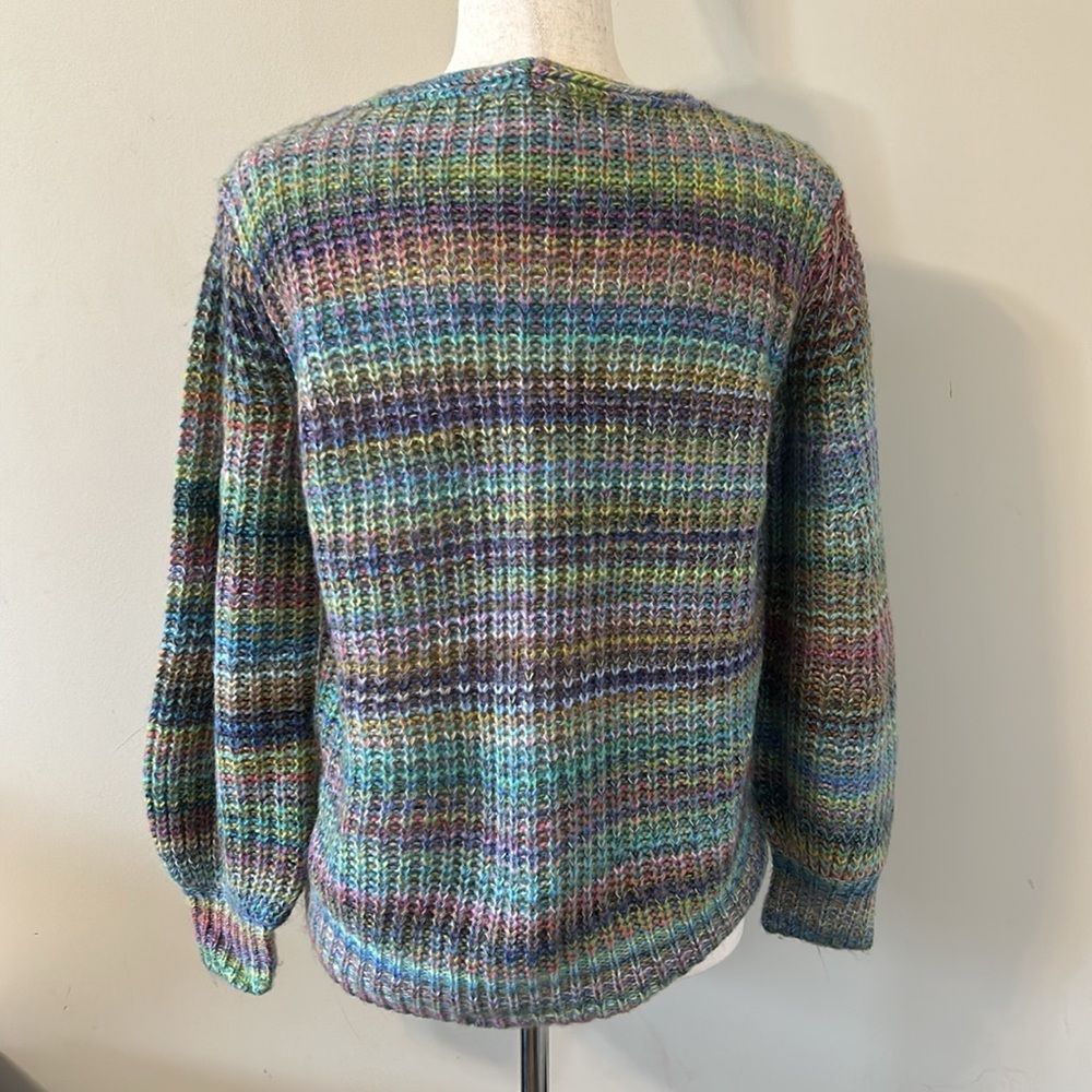 Lou & Grey | Colorful Rainbow Stripe Sweater Semi Crop Balloon Sleeve XS (6/8) - Picture 4 of 13